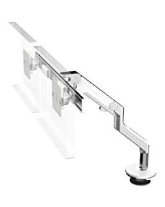 Humanscale M8 Arm with Crossbar Clamp Mount, Polished Aluminum with White Trim