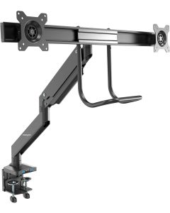 StarTech.com Desk Mount Dual Monitor Arm with USB & Audio - Slim Adjustable Dual Monitor VESA Mount for up to 32" (17.6lb/8kg) Displays - Ergonomic Articulating - C-Clamp/Grommet (ARMSLIMDUAL2USB3)