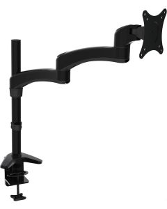 2xhome -New Ergonomic Fully Height Adjustable Easy Articulating Tilting Black Desk Pole Mount Bracket Desktop Flat Panel Clamp Stand with Extension Arm for Single LCD LED